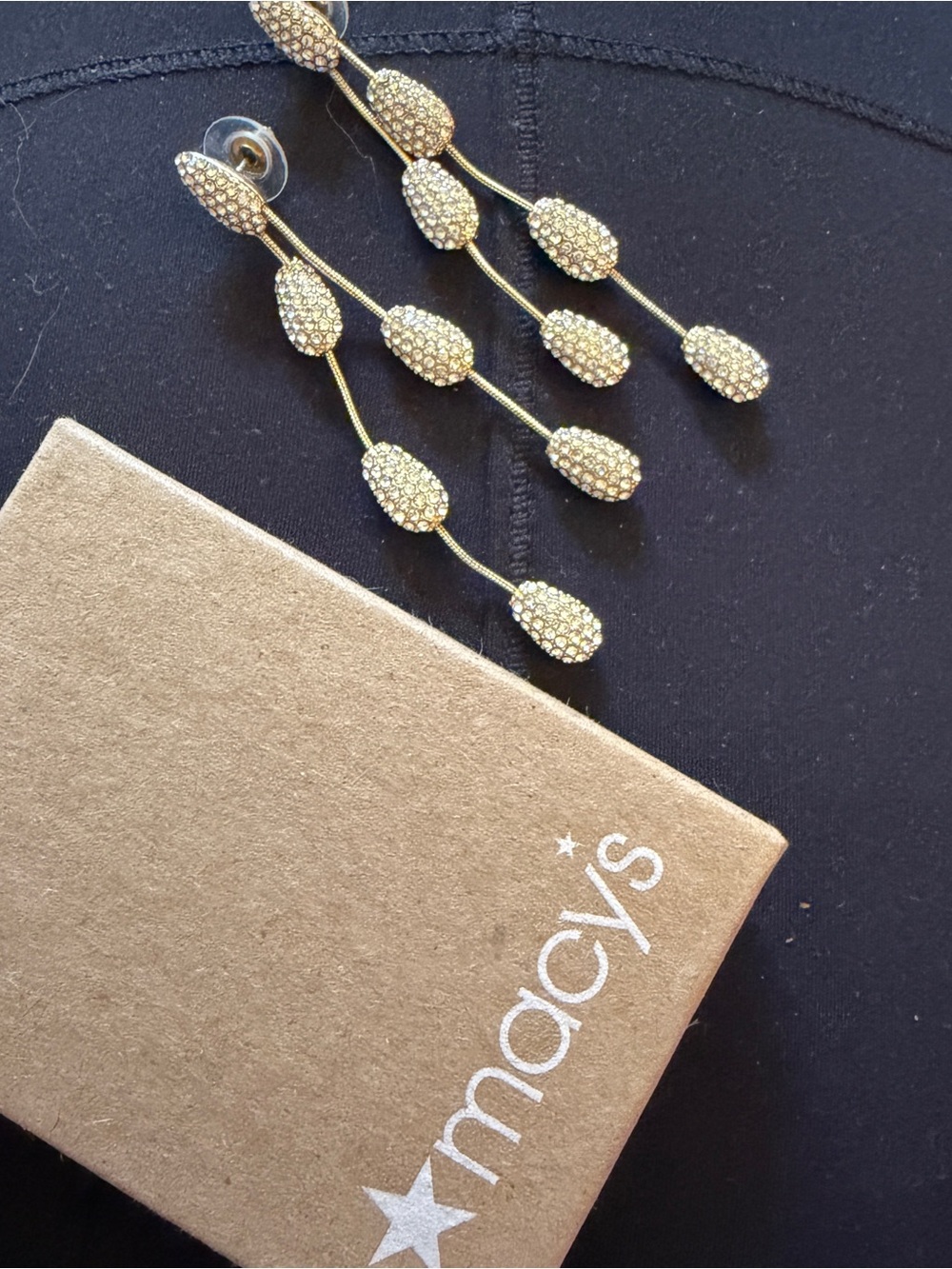 Ralph Lauren Gold Crystal Multi-Tier Drop Earrings